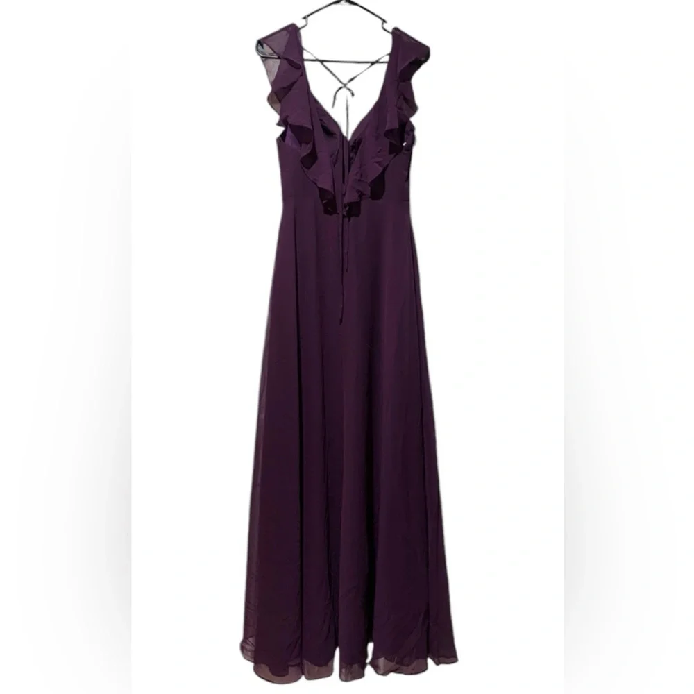 Azazie yoka plum Flowy Ruched Chiffon Dress - Picture 6 of 9